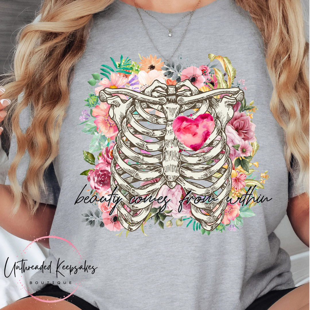 Beauty Comes From Within Cute Graphic T-Shirt