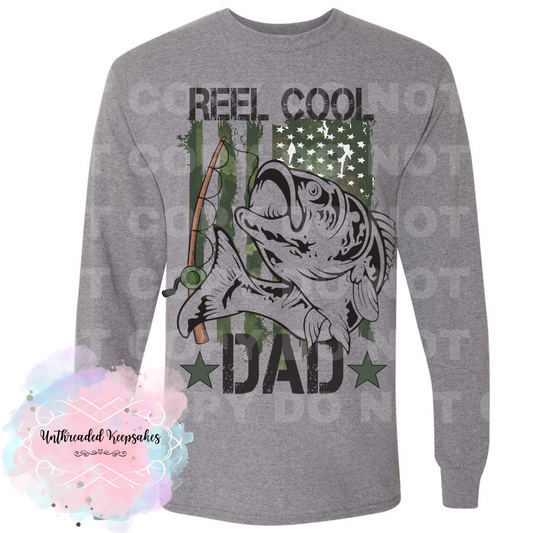 Reel Cool Dad Fishing Graphic Long Sleeve Shirt