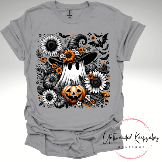 Sunflower Ghost Halloween Cute Graphic T-Shirt