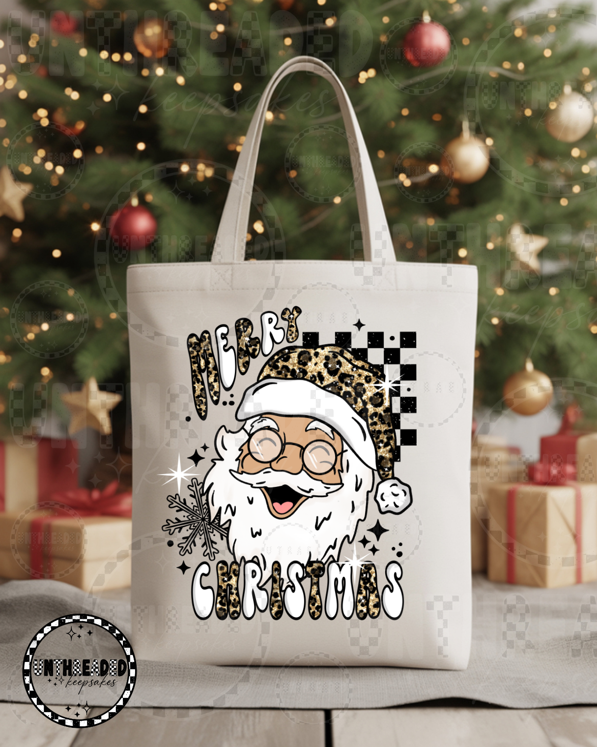 Leopard Print Santa Tote Bag