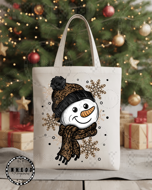 🐆 Leopard Snowman Tote Bag ☃️ | Winter Glam Holiday Tote ✨