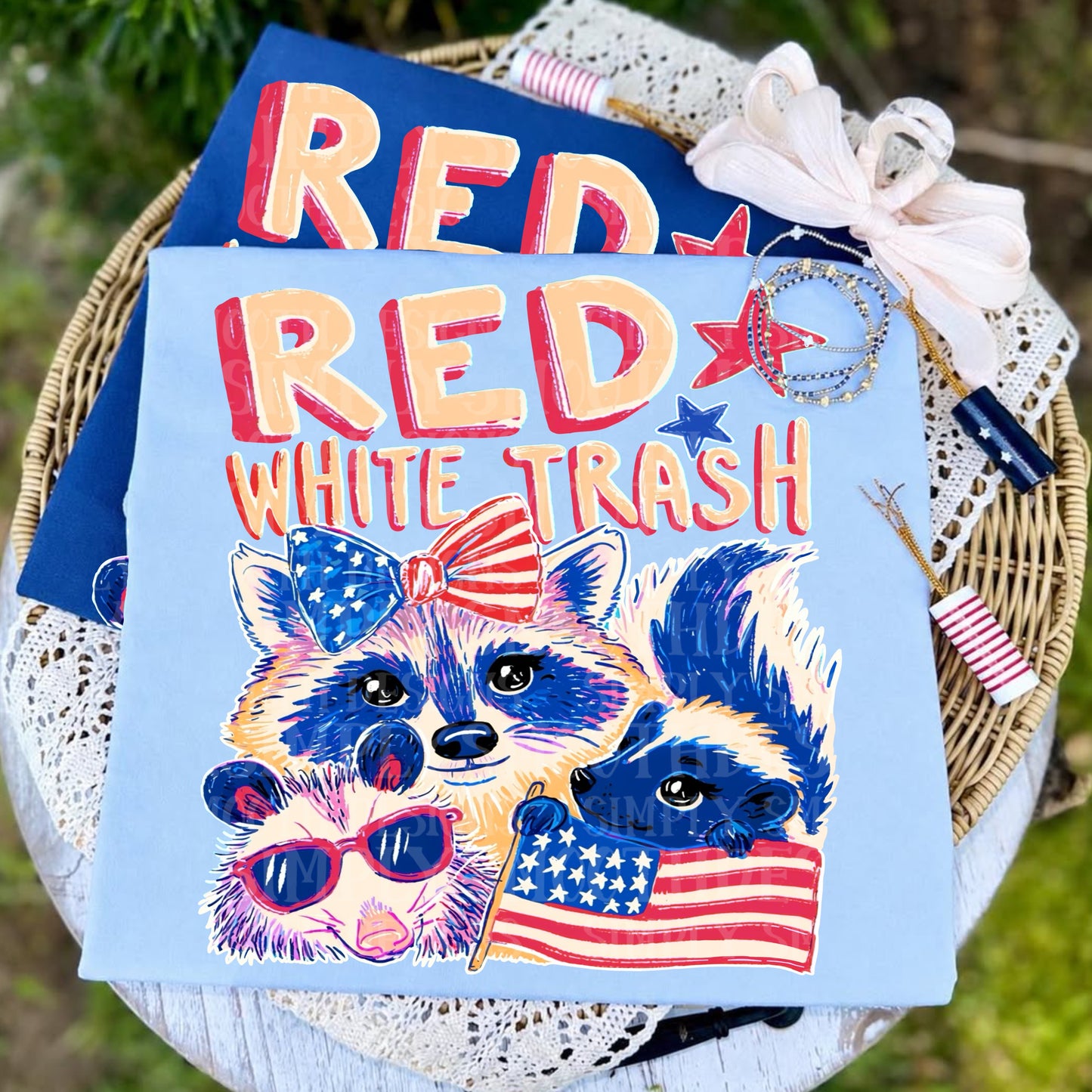 Red White Trash Graphic T-Shirt | Patriotic Raccoon & Possum Tee | Funny Fourth of July Shirt 🇺🇸🦝