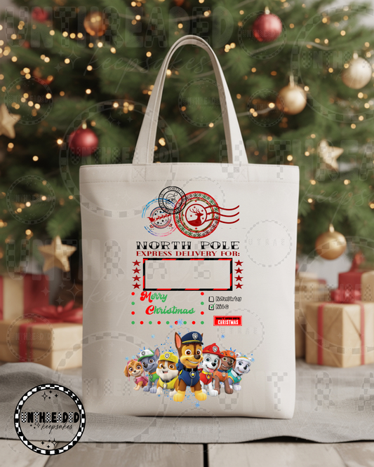 Paw Patrol Holiday Canvas Tote Bag