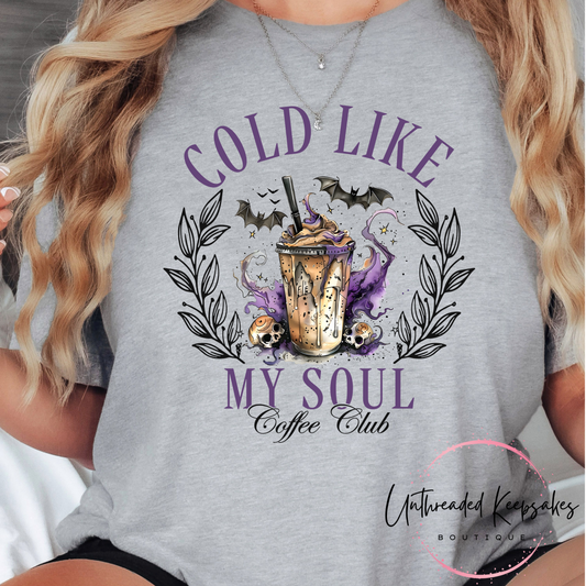 Cold Like My Soul Coffee Cute Halloween Graphic T-Shirt