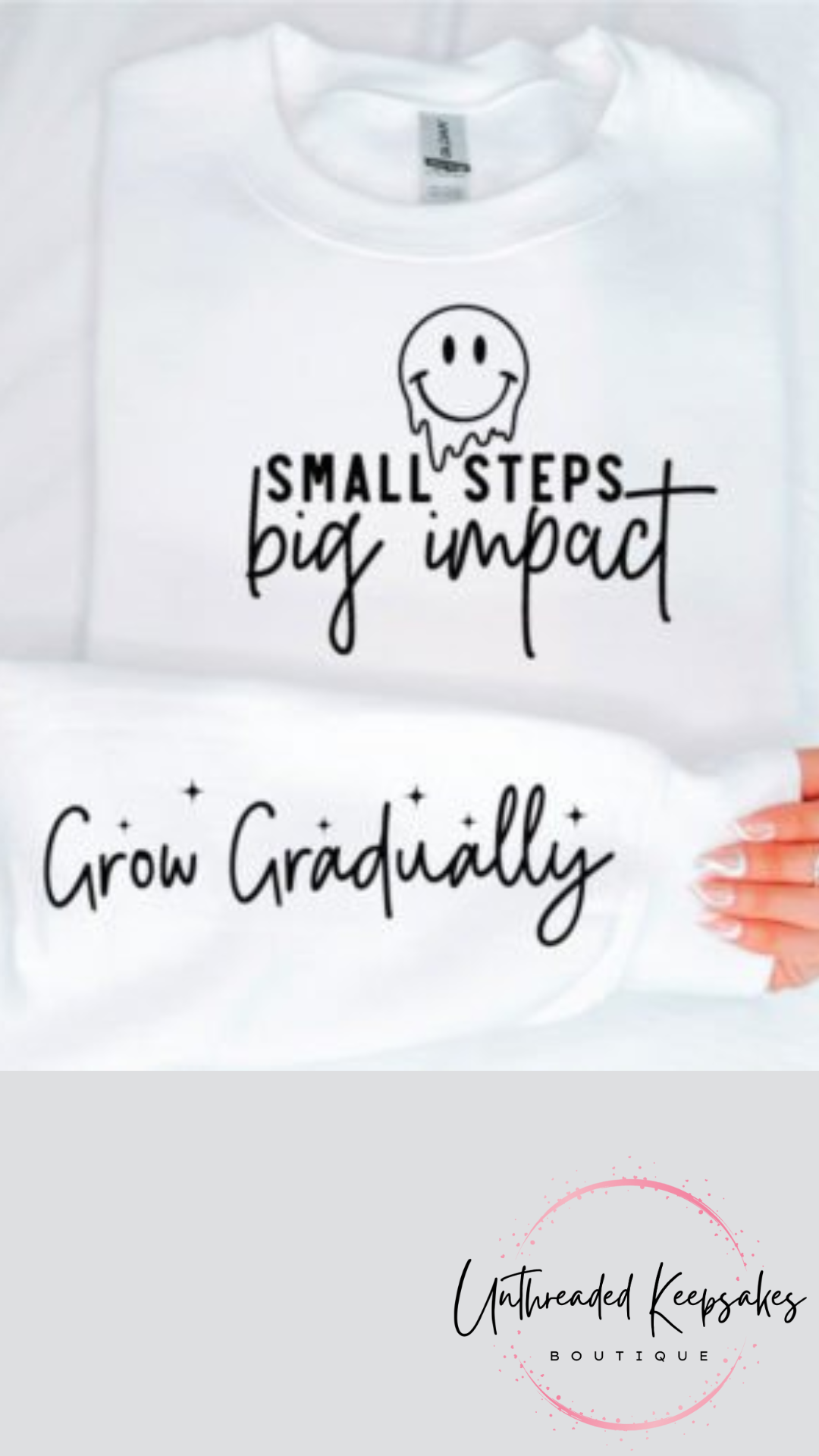 Small Steps Big Impact Cute Simple Graphic Crewneck