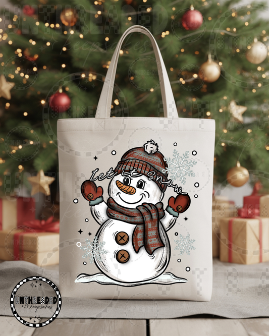 ☃️ Let It Snow Snowman Tote Bag ❄️ | Winter Holiday Bag