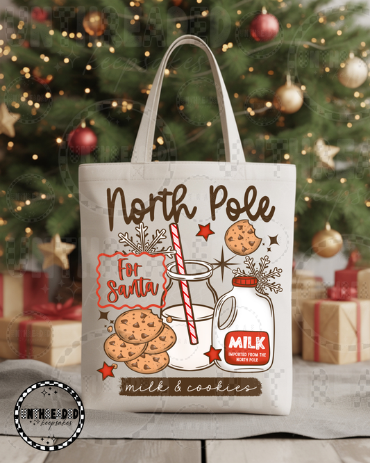 North Pole Milk & Cookies Canvas Tote Bag