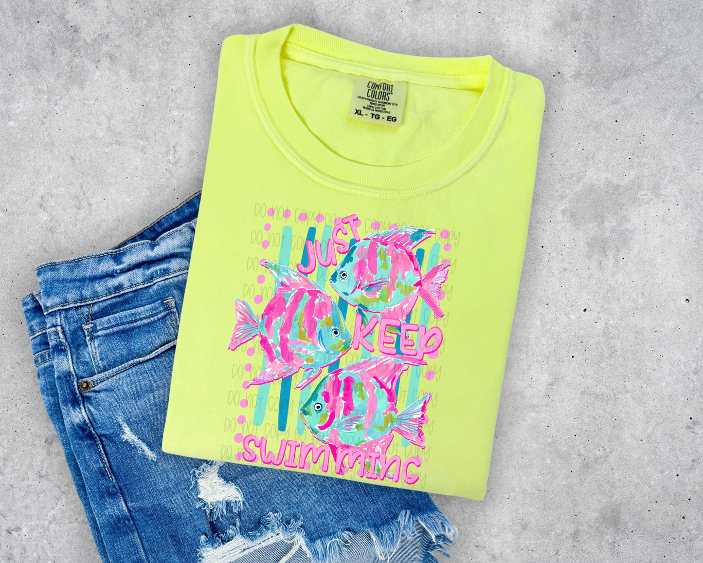 Just Keep Swimming Graphic T-Shirt | Cute Ocean Lover Tee | Beach Life Unisex Shirt | Coastal Summer Apparel