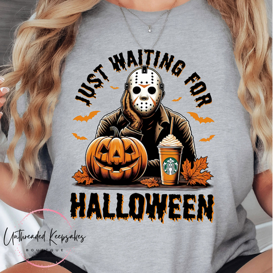 Just Waiting For Halloween Coffee Halloween Graphic T-Shirt