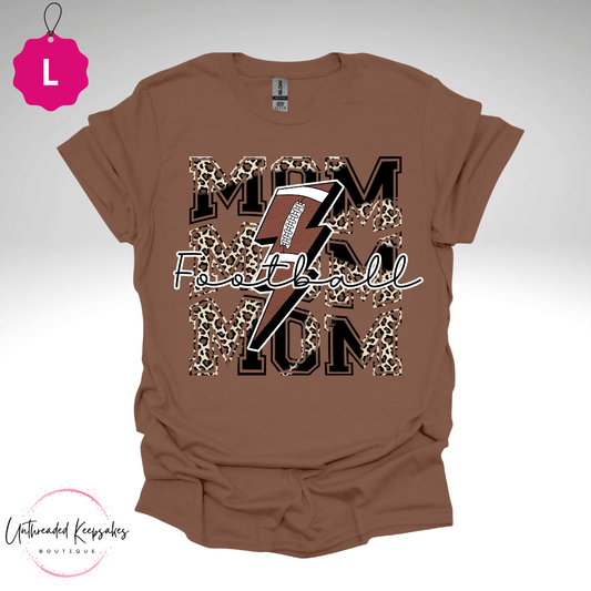 Football Mom Animal Print Graphic T-Shirt