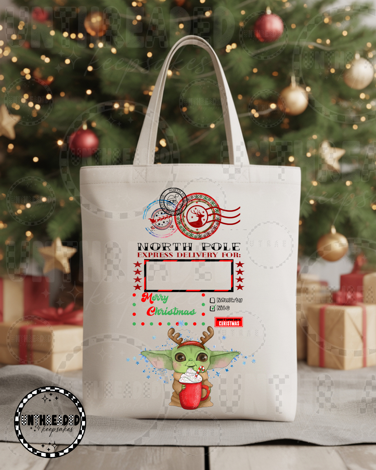 Yoda Holiday Canvas Tote Bag