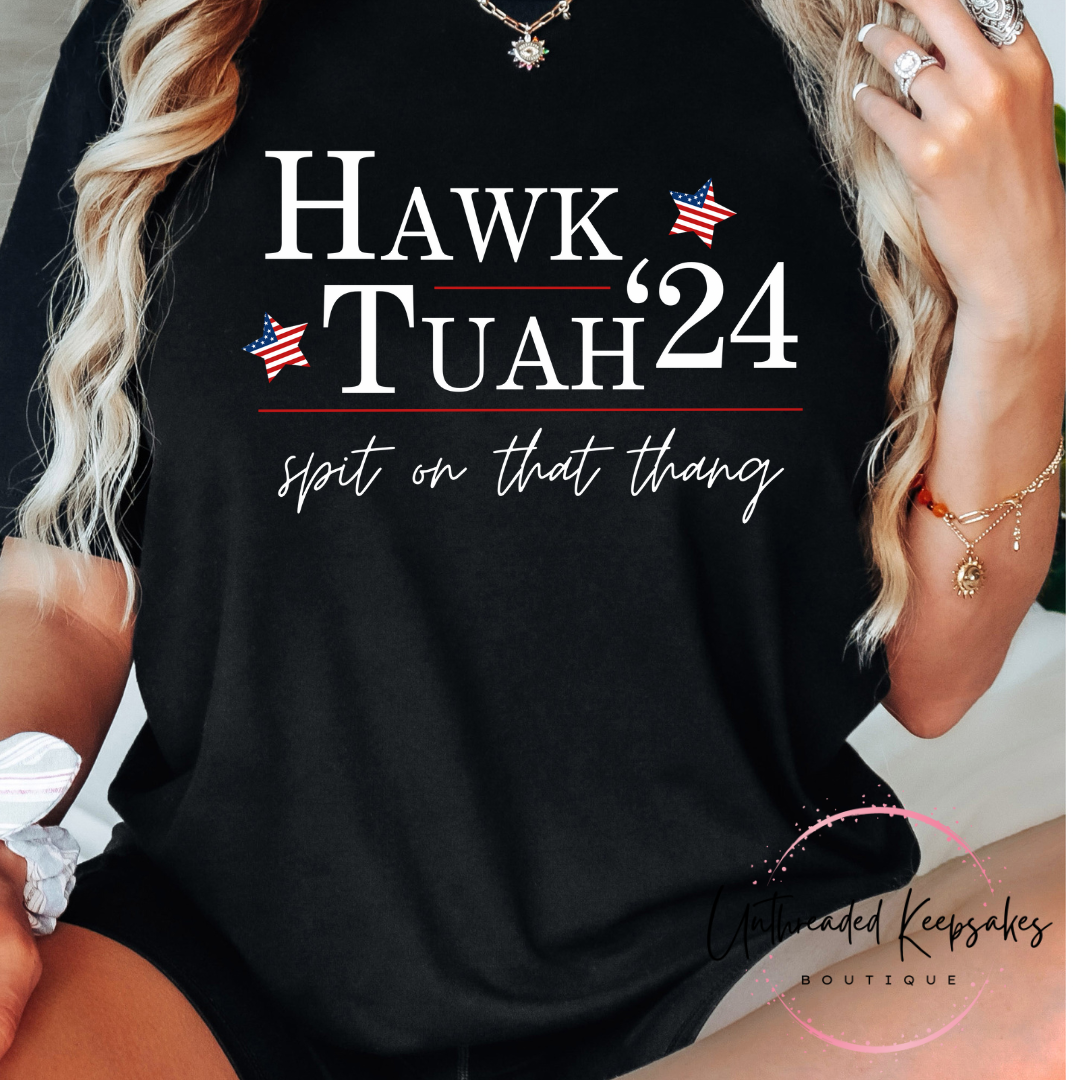 Hawk Tuah Funny Graphic t-shirt