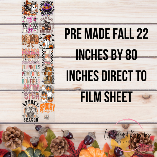 Premade Halloween/Fall Direct To Film Transfer 22 Inches by 80 Inches