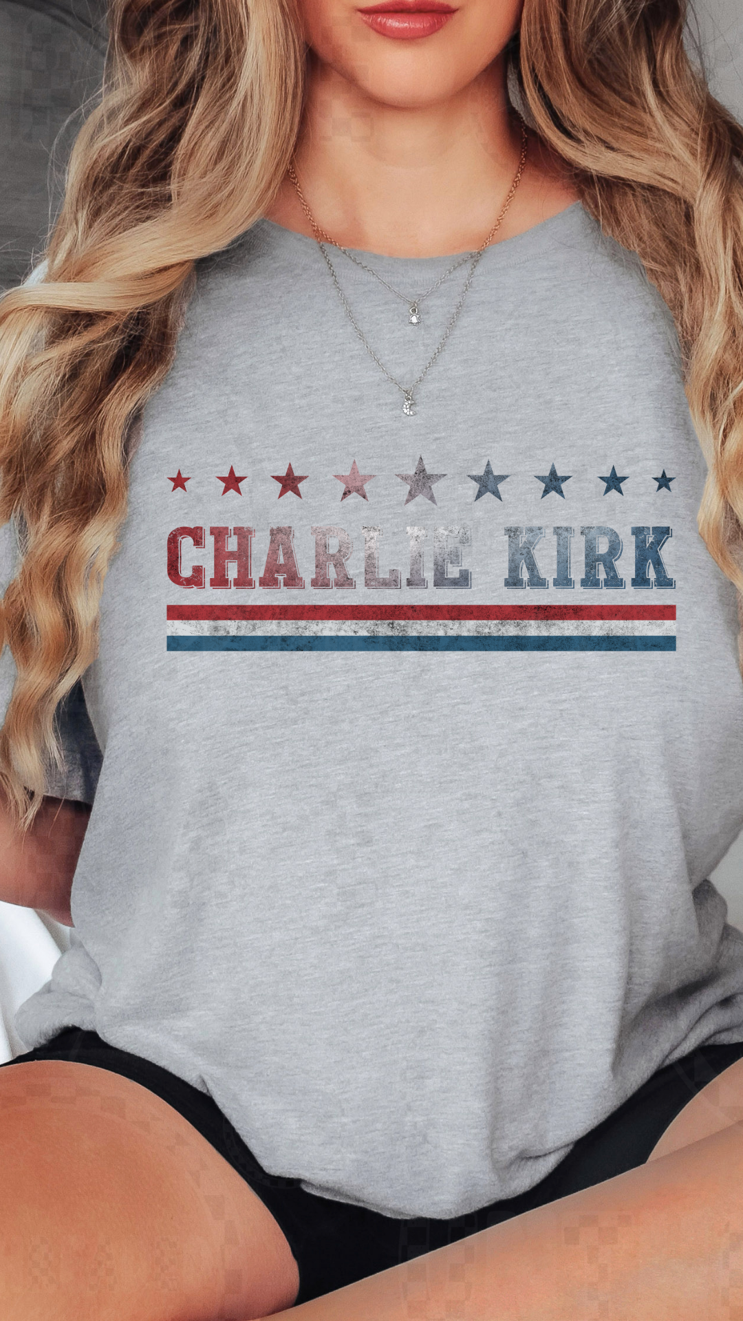 Charlie Kirk Vintage Stars & Stripes Tribute T-Shirt – Never Give Up