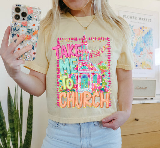 Take Me to Church Graphic T-Shirt | Christian Faith Tee | Inspirational Worship Unisex Shirt | Religious Church Apparel