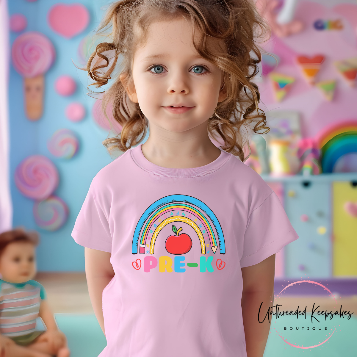 Pre-K Apple Rainbow Toddler Graphic T-Shirt