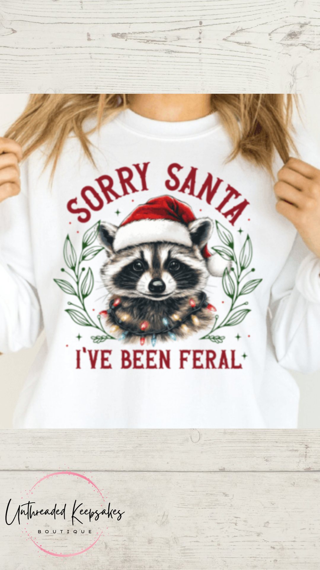 Sorry Santa Ive Been Feral Racoon Christmas Graphic Crewneck