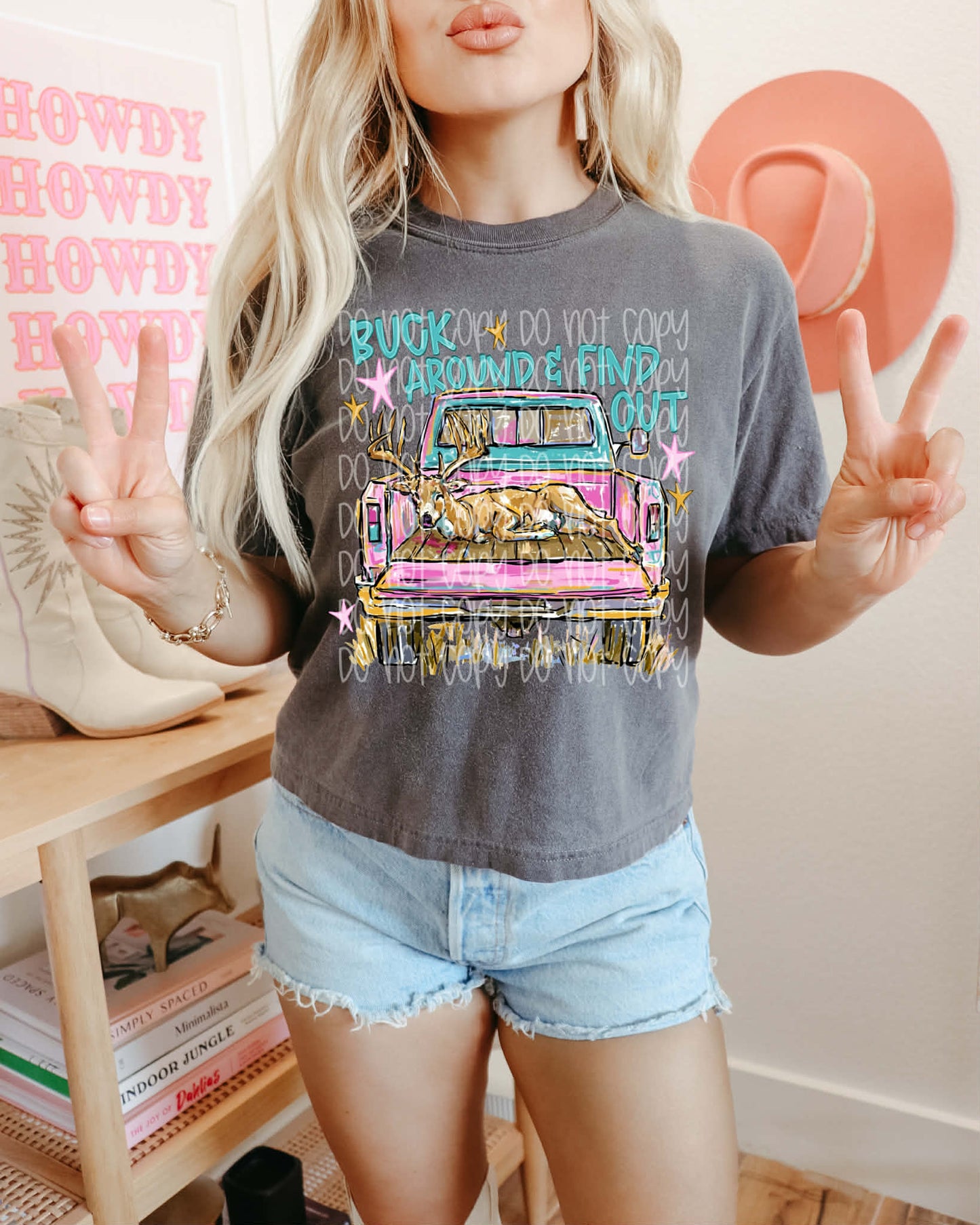 🦌 Buck Around & Find Out Graphic Tee | Funny Deer Hunting Shirt | Country Girl Camo Style Tee | Rustic Western Outdoors Graphic Shirt 🤠🦌