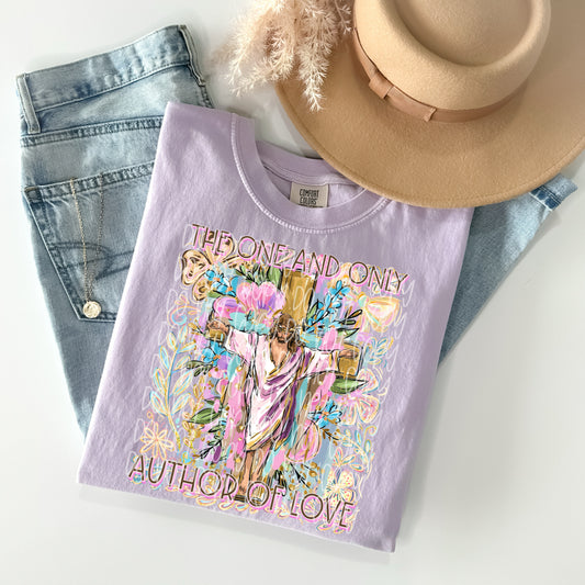 The One and Only Author of Love Cross Graphic T-Shirt | Christian Faith Tee | Inspirational Scripture Unisex Shirt | Religious Graphic Tee