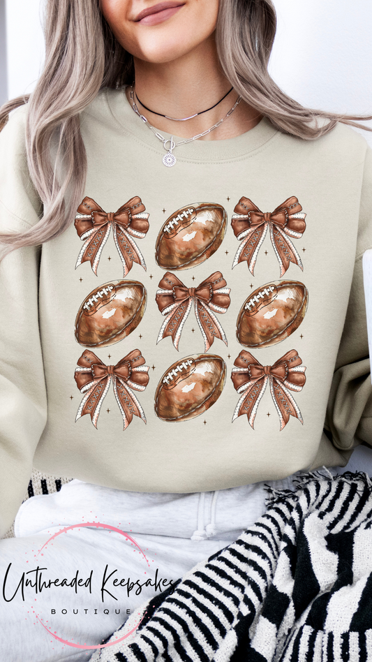 Game Day Football Bows Graphic Crewneck