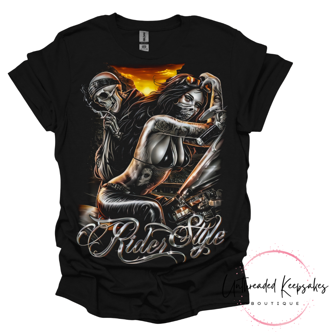 Biker Rider Style Graphic T-Shirt