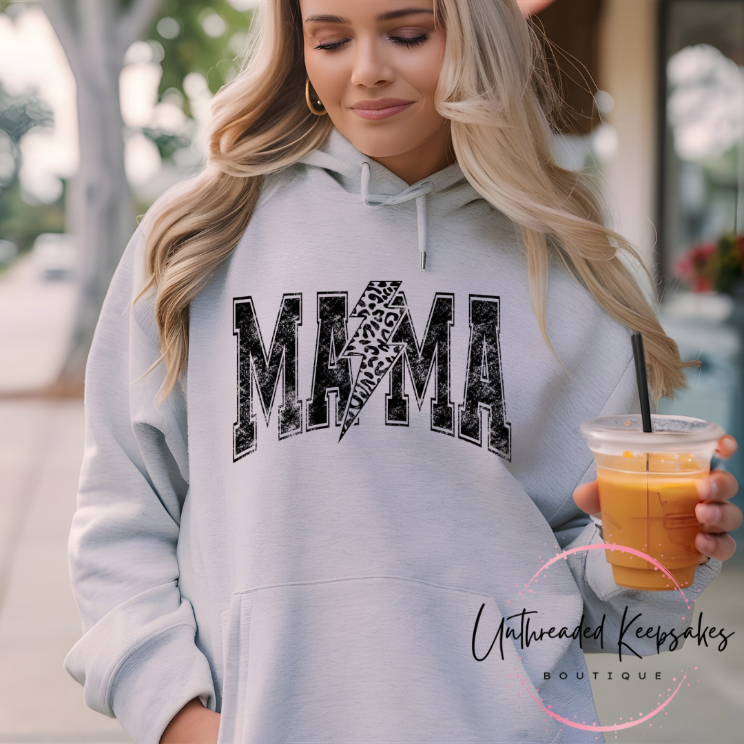 Mama Bolt Cheetah Print Cute Graphic Hoodie