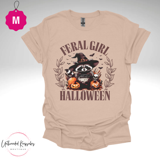 Feral Girl Halloween Graphic T-Shirt