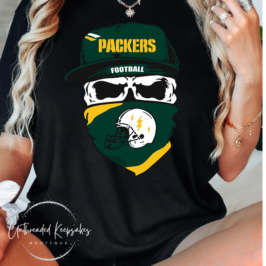 Packers Football Skull Graphic T-Shirt