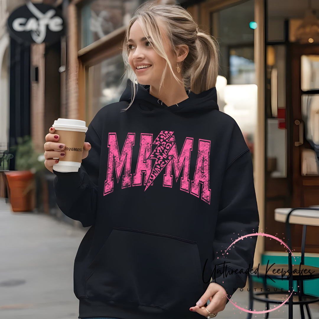 Mama Bolt Cheetah Print Cute Graphic Hoodie