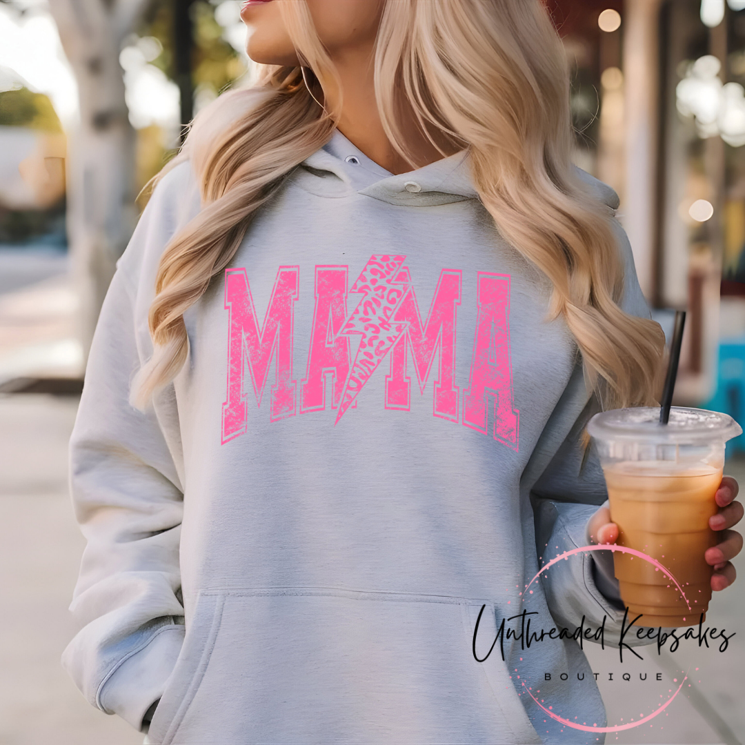 Mama Bolt Cheetah Print Cute Graphic Hoodie