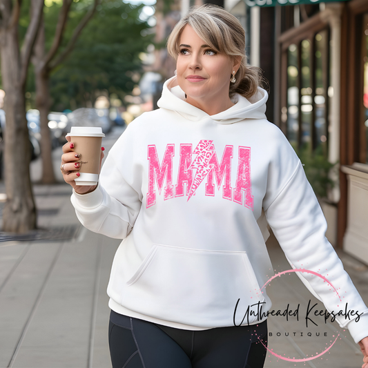 Mama Bolt Cheetah Print Cute Graphic Hoodie