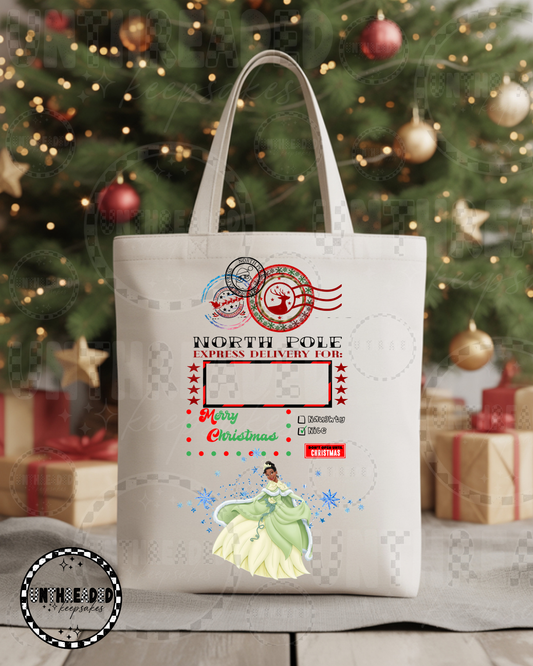 Disney Princess Pink Holiday Canvas Tote Bag