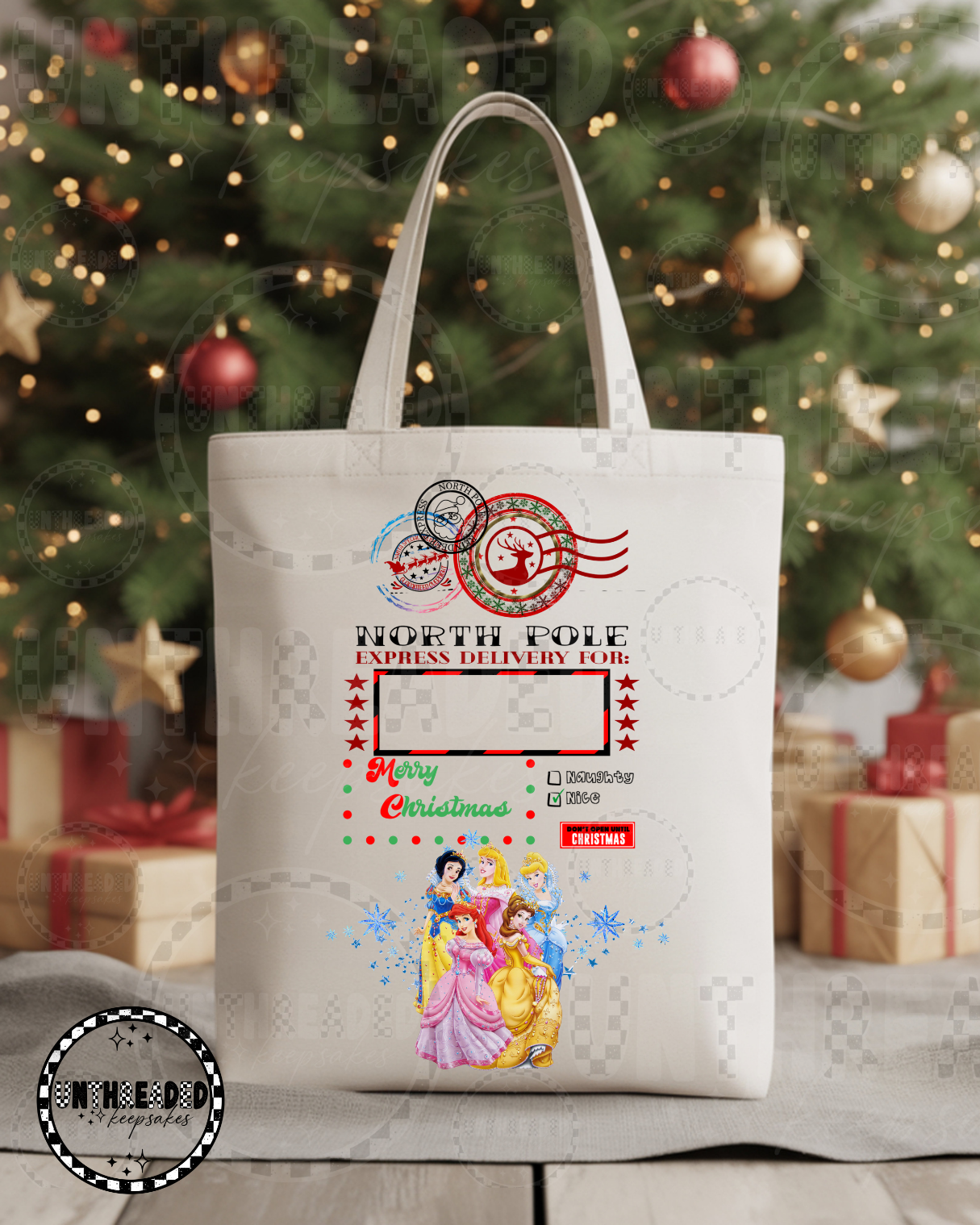 All Disney Princesses Holiday Canvas Tote Bag