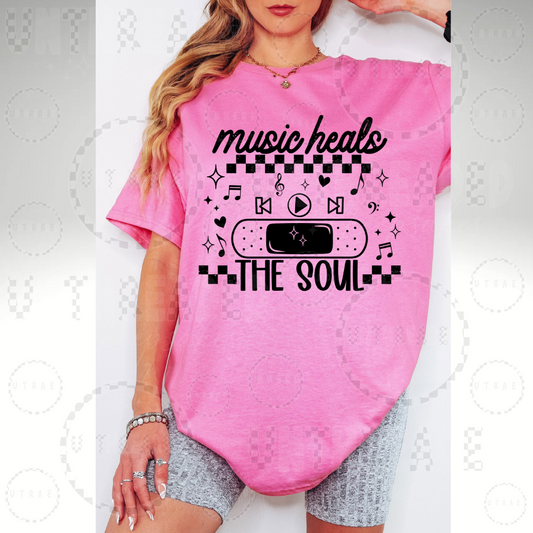 Music Heals The Soul Cute Womens Graphic T-Shirt
