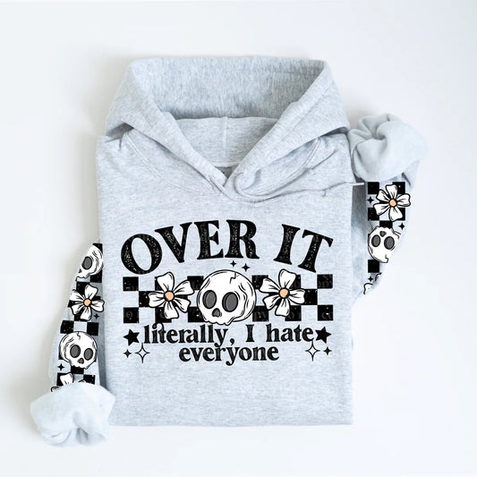 Over It I Hate Everyone Cute Womens Graphic Hoodie