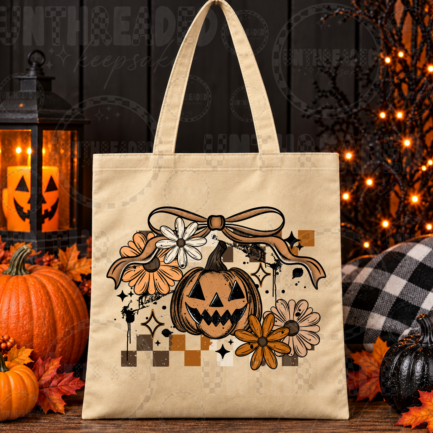 Halloween Pumpkin Floral Bow