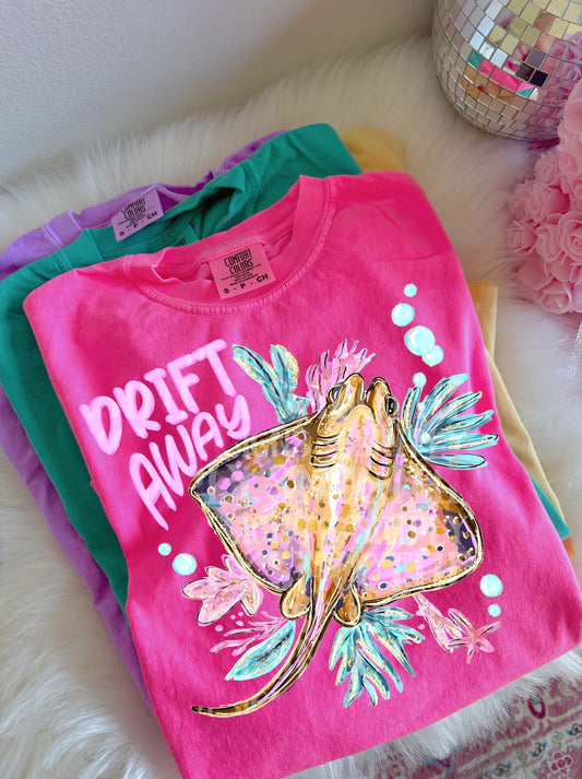 🩷 Drift Away Stingray  Tee | Coastal Beach Graphic Shirt | Colorful Sea Life Summer Tee | Tropical Ocean Lover Gift | Cute Marine Animal Shirt 🌊✨
