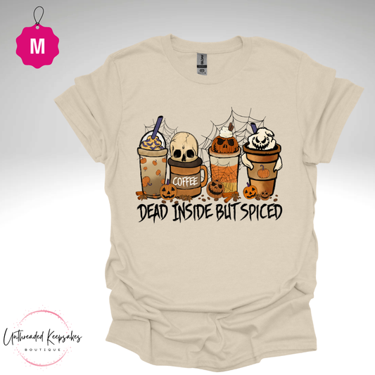 Dead Inside But Spiced Coffee Halloween Graphic T-Shirt