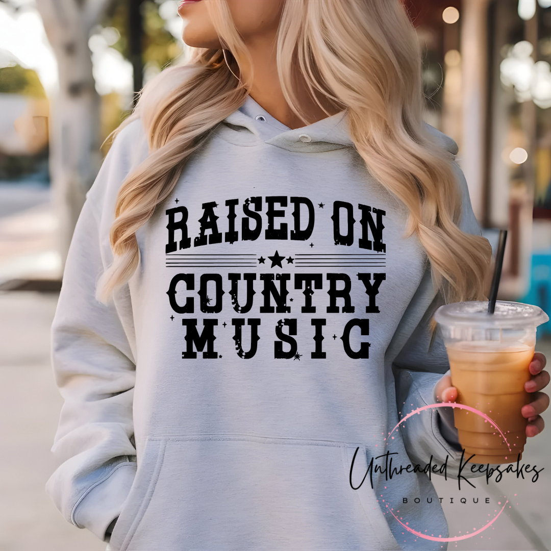 Raised on Country Music Cute Graphic Hoodie