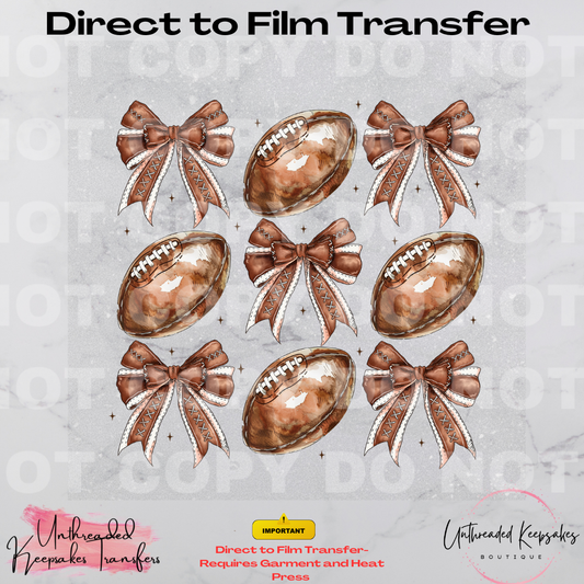 Football Cute Bow Graphic Direct To Film Transfer