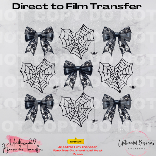 Bows and Spiderwebs Halloween Direct To Film Transfer