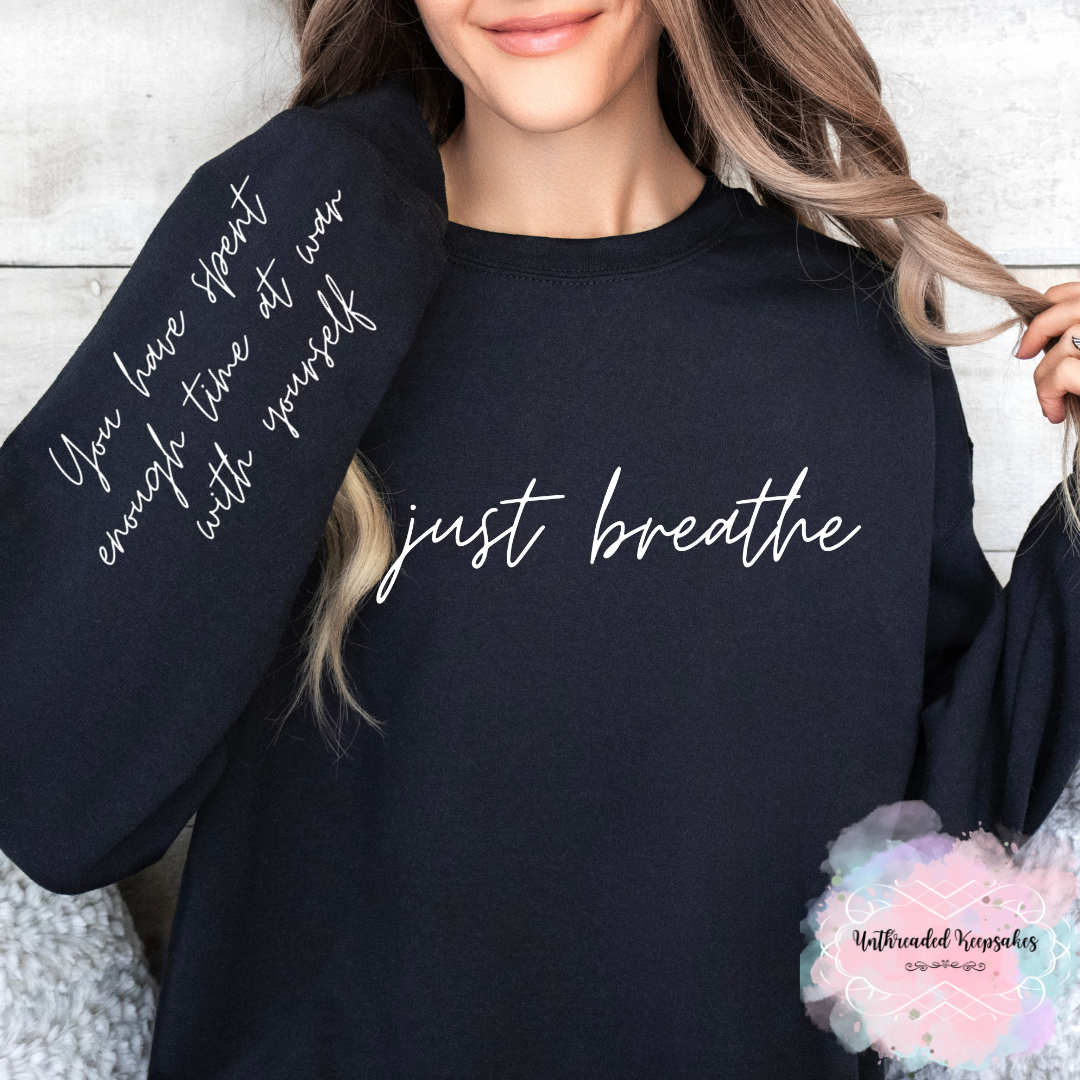 Just Breathe Graphic Cotton Crewneck