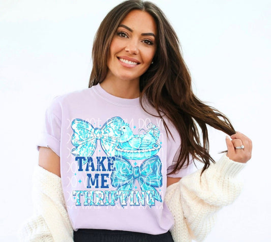 Take Me Thrifting Chicken Graphic T-Shirt | Funny Vintage Hen Tee | Cute Farm Animal Unisex Shirt | Thrift Lover Apparel