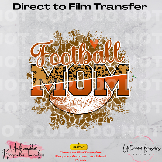 Football Mom Animal Print Cute Graphic Direct To Film Transfer