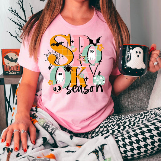 Spooky Season Ghost Tee – Pastel Halloween Graphic T-Shirt