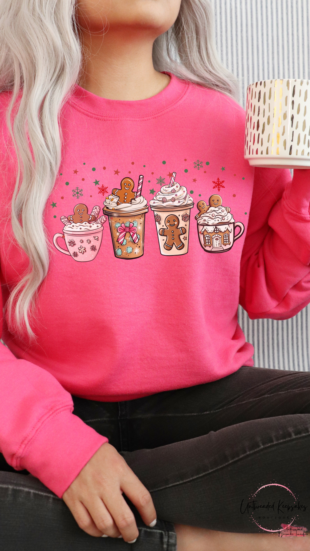 Gingerbread Cookies Coffee Christmas Women's Graphic Crewneck