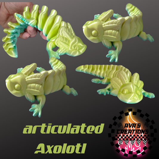 Yellow and Green Articulated Axolotl Fidget