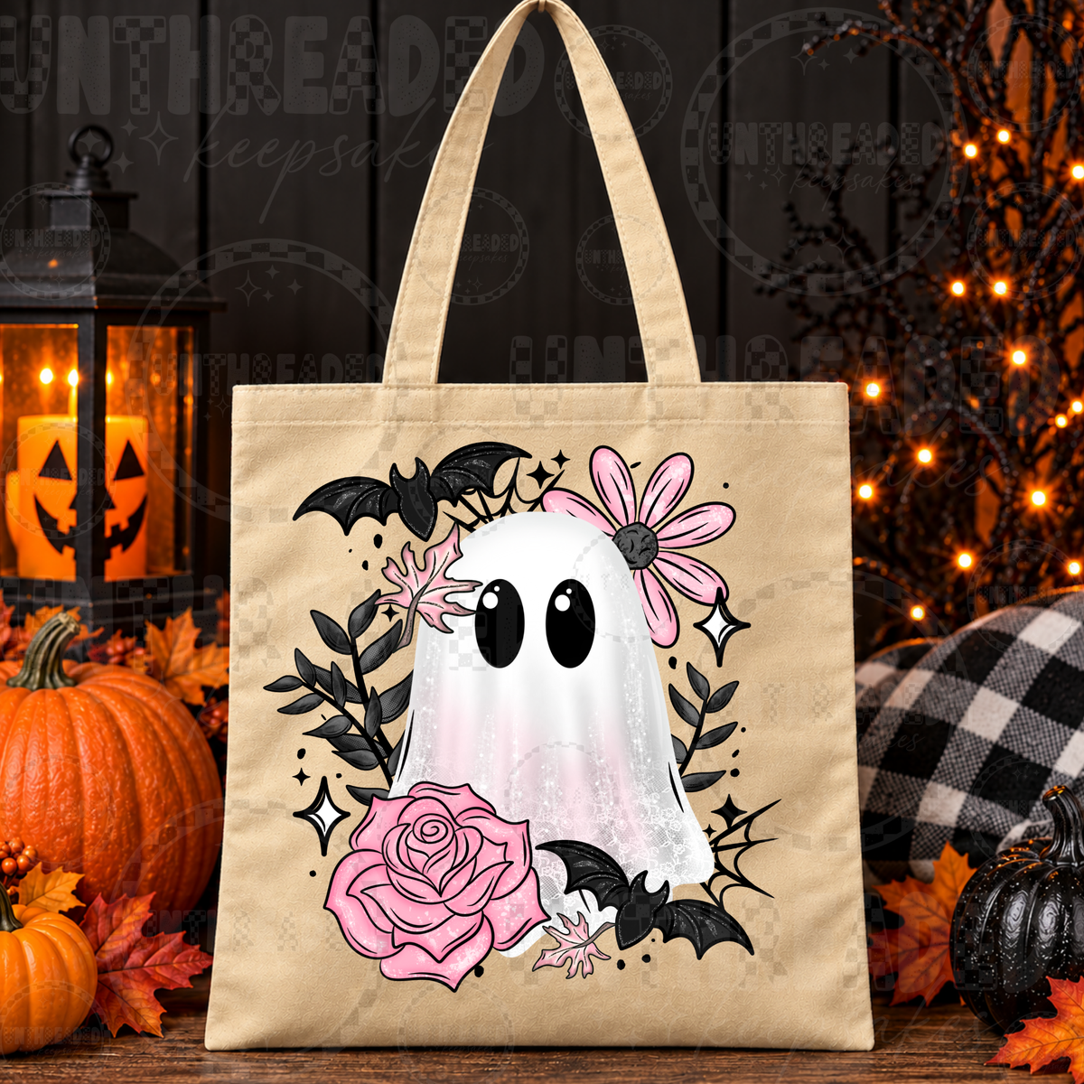 Pink Floral Ghost Halloween