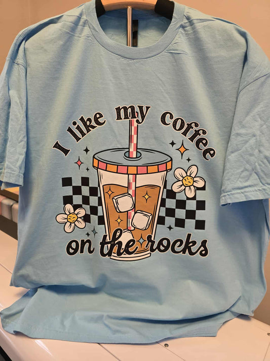 ☕ I Like My Coffee On the Rocks T-Shirt – XL – Retro Iced Coffee Tee