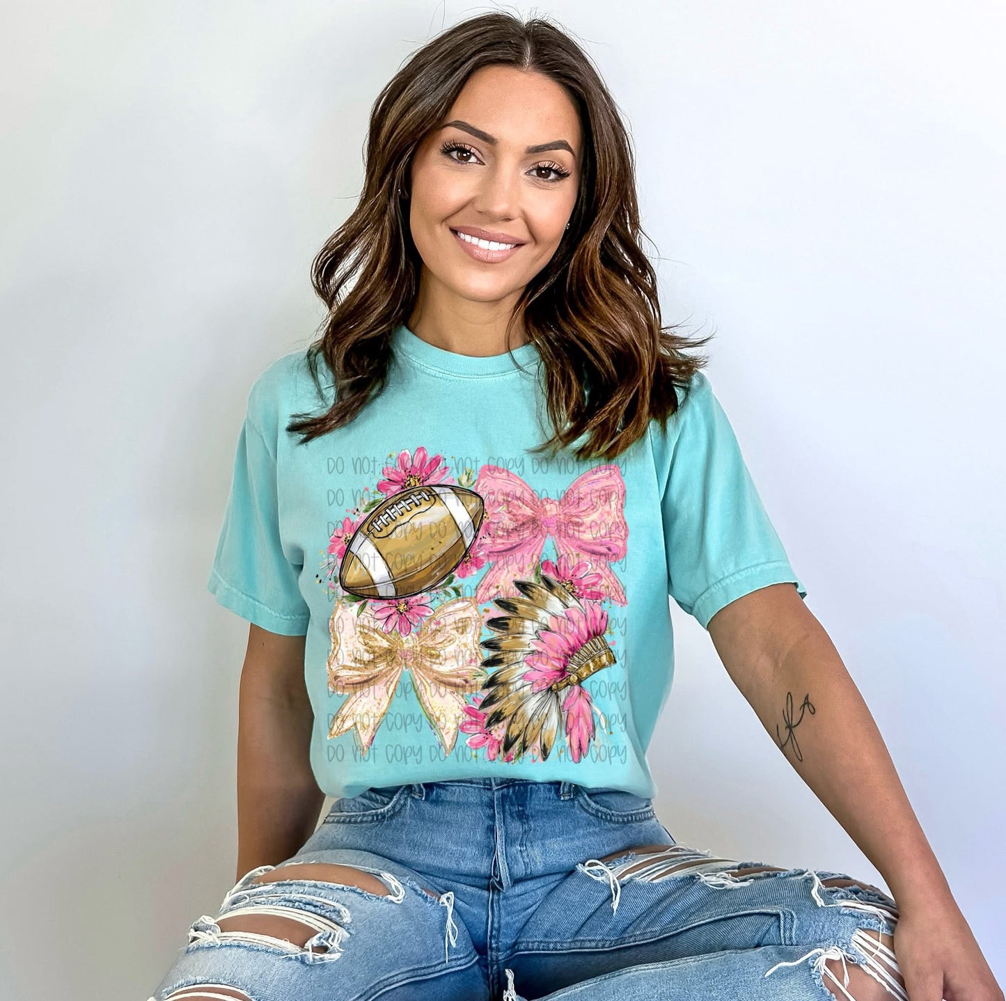 Football Bow Graphic T-Shirt | Cute Game Day Coquette Tee | Sports Fan Unisex Shirt | Trendy Football Season Apparel
